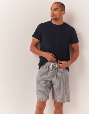 Men’s Linen Double Stripe Pyjama Shorts