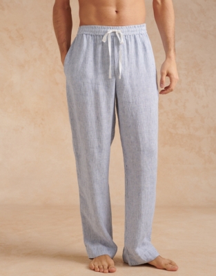 Men's Linen Stripe Pajama Bottom, Men's Sleepwear