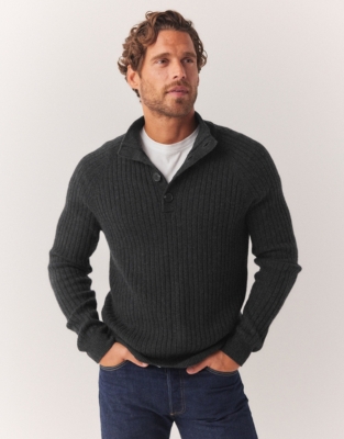 Men's Merino Wool Button Placket Jumper | Clothing Sale | The White ...