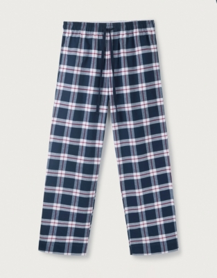 Men’s Organic Brushed Cotton Navy Check Pyjama Bottoms Clothing Sale