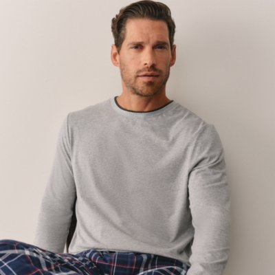 Men's Rib Trim Long Sleeve PJ Top