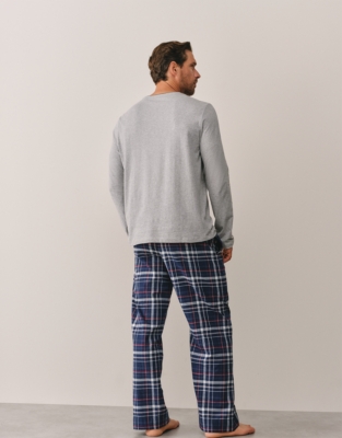 Men's Rib Trim Long Sleeve PJ Top - Mid Grey Marl