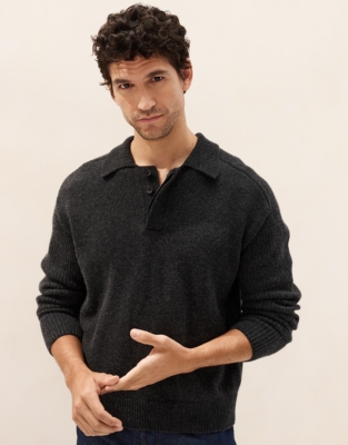 Men's Ribbed-Sleeve Jumper with Cashmere