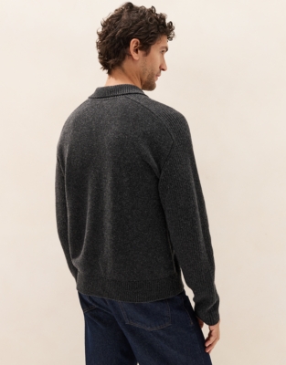 Men's Ribbed-Sleeve Jumper with Cashmere
