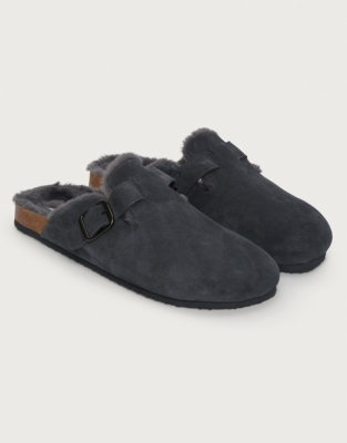 Mens fur mule discount slippers