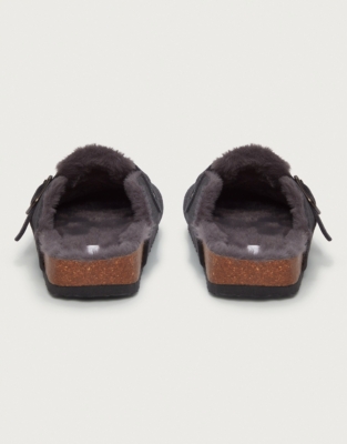 Men's Suede Corkbed Mule Slippers - Charcoal