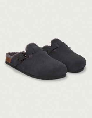 Men's Suede Corkbed Mule Slippers - Charcoal