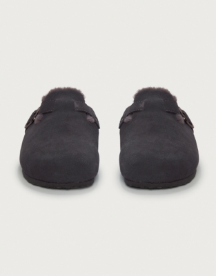 Men's Suede Corkbed Mule Slippers - Charcoal