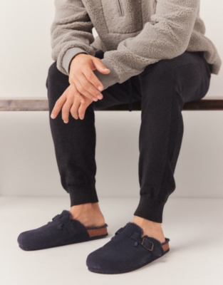 Men's Suede Corkbed Mule Slippers - Navy