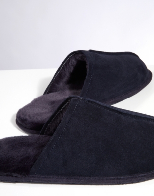 mens suede mule slippers