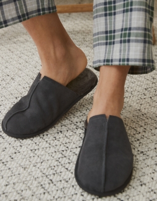 mens suede mule slippers