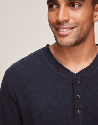 Men's Waffle Henley Top Clothing Sale The White Company UK