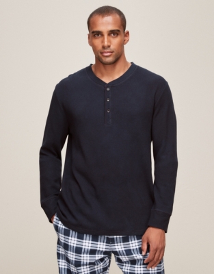 Men's Waffle Henley Top Clothing Sale The White Company UK