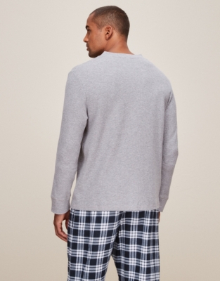 Men’s Waffle Henley Top Men's Nightwear The White Company UK