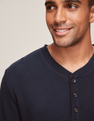 Men’s Waffle Henley Top Men's Nightwear The White Company UK