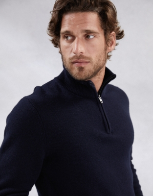 Men's Wool Half Zip Jumper Nightwear & Robes Sale The White Company UK