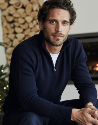 Men's Wool Half Zip Sweater | Sleepwear Sale | The White Company US