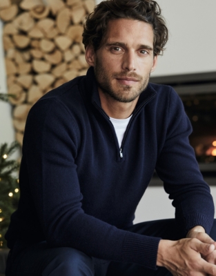 mens half zip navy jumper