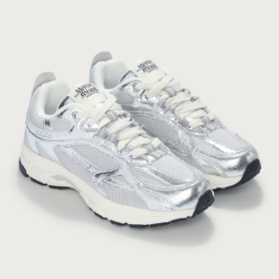 Mercer The Re-Run Cracked Silver Trainers