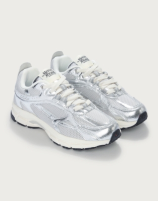 Mercer The Re-Run Cracked Silver Trainers
