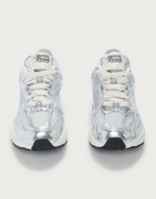 Mercer The Re-Run Cracked Silver Trainers