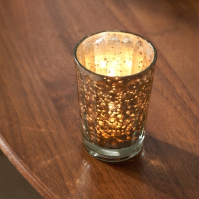 Mercury Ribbed Tealight Holder – Tall