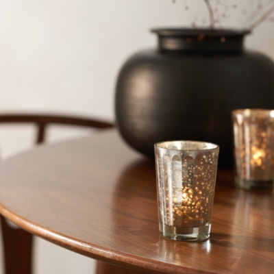 Mercury Ribbed Tealight Holder – Tall