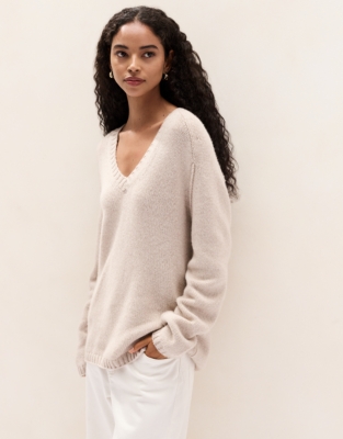 Merino Cashmere V Neck Boyfriend Jumper