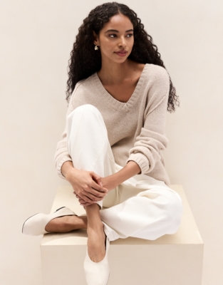 Merino Cashmere V Neck Boyfriend Jumper