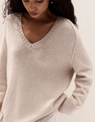 Merino Cashmere V Neck Boyfriend Jumper