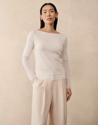 Merino Double Layer Sheer Knitted Top