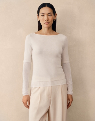 Merino Double Layer Sheer Knitted Top