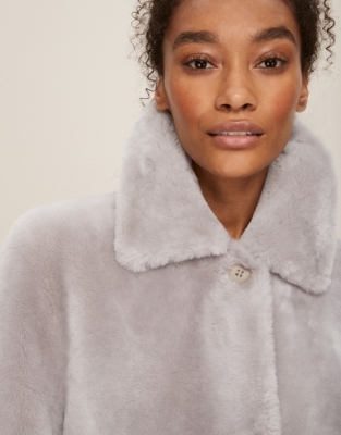 Merino Sheepskin Collared Coat All Clothing Sale The White Company US