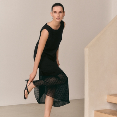 Merino Sheer Panel Tank Dress