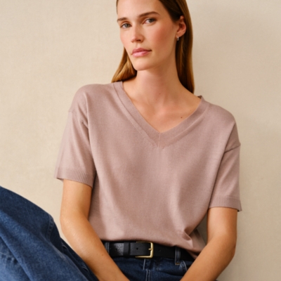 Merino V-Neck Knitted T-shirt