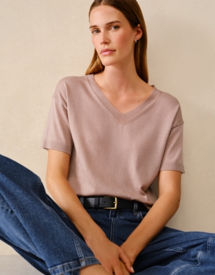 Merino V-Neck Knitted T-shirt