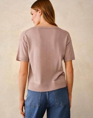 Merino V-Neck Knitted T-shirt