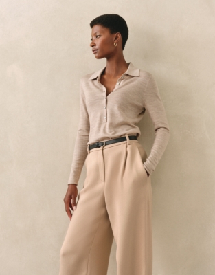 Merino Wool Collared Jumper - Hazelwood