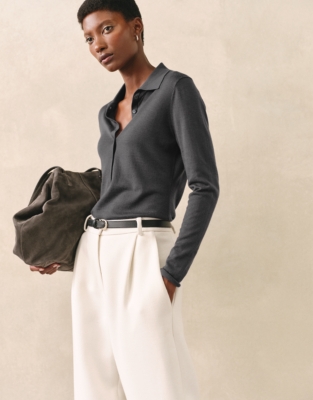 Merino Wool Collared Jumper - Graphite