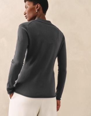 Merino Wool Collared Jumper - Graphite
