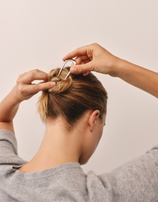 Metal French Hair Pin - Silver