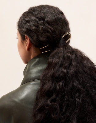 Metal French Hair Pin - Gold