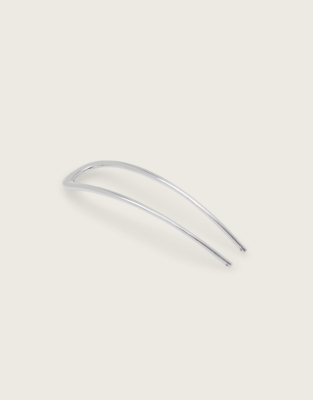 Metal French Hair Pin - Silver