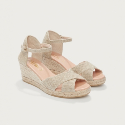 Metallic Canvas Espadrille Wedge Sandals