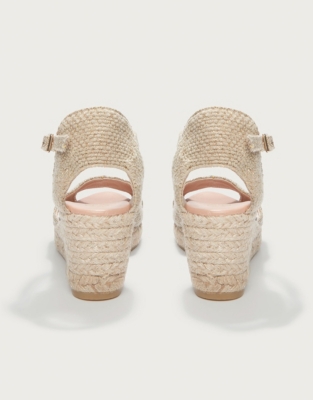 Metallic Canvas Espadrille Wedge Sandals