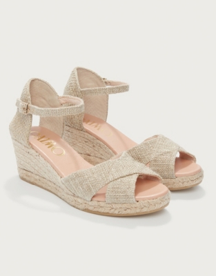 Metallic Canvas Espadrille Wedge Sandals