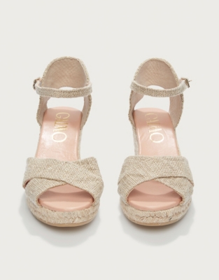 Metallic Canvas Espadrille Wedge Sandals