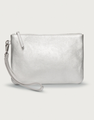 Silver clutch bag with wrist strap sale