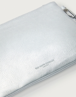 Metallic Leather Wristlet Clutch Bag