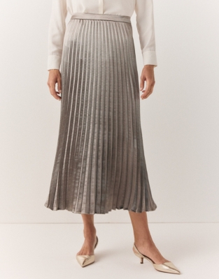 Lewit pleated hotsell metallic skirt